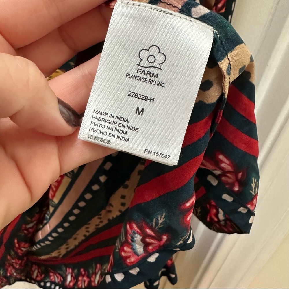 Farm Rio Scarf Patchwork Print Button Up Top Wome… - image 6